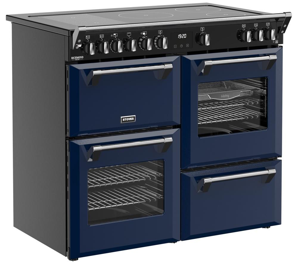STOVES Richmond Deluxe 100Ei Electric Induction Range Cooker - Midnight Blue & Chrome image number 3 of 21
