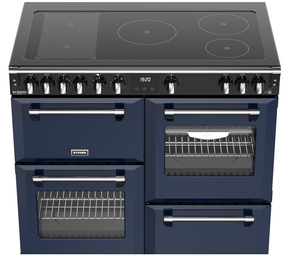 STOVES Richmond Deluxe 100Ei Electric Induction Range Cooker - Midnight Blue & Chrome image number 4 of 21
