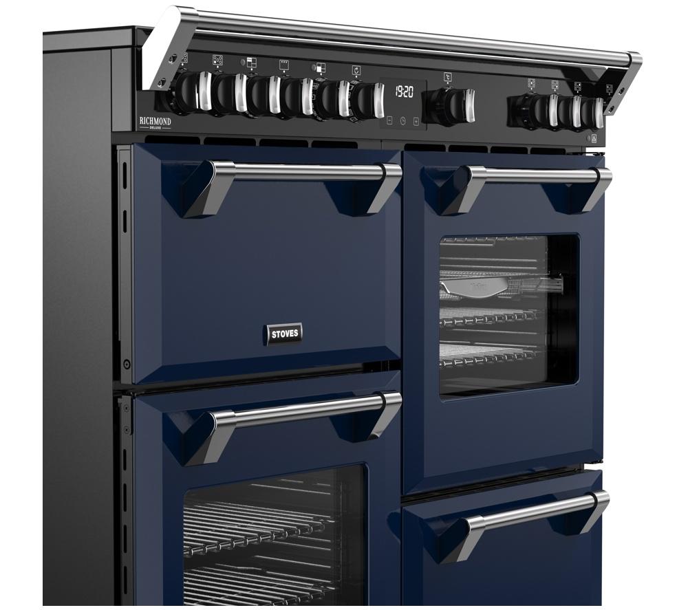 STOVES Richmond Deluxe 100Ei Electric Induction Range Cooker - Midnight Blue & Chrome image number 5 of 21