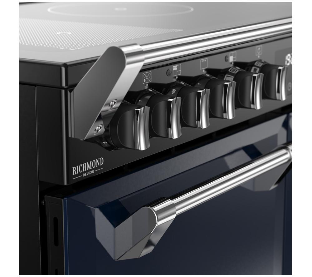 STOVES Richmond Deluxe 100Ei Electric Induction Range Cooker - Midnight Blue & Chrome image number 6 of 21