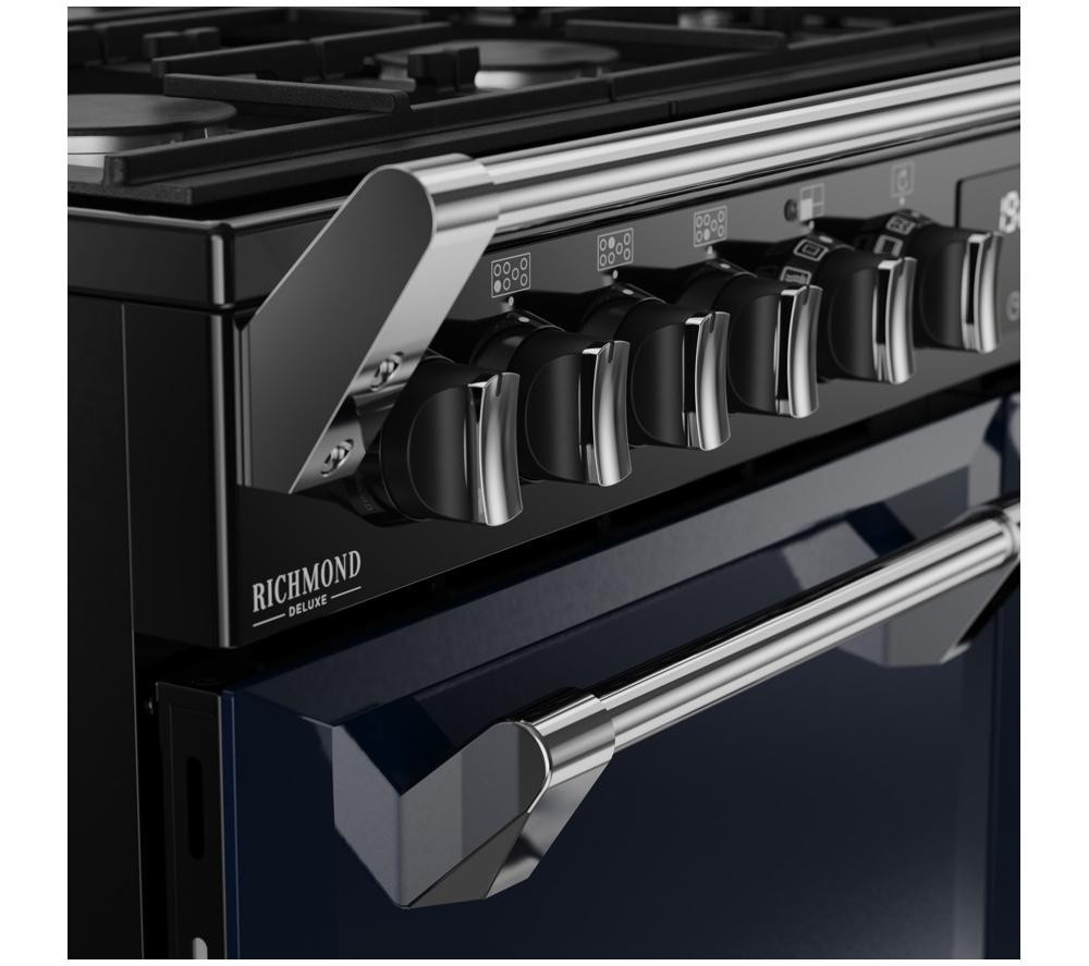 STOVES Richmond Deluxe 100DF Dual Fuel Range Cooker - Midnight Blue & Chrome image number 6 of 23