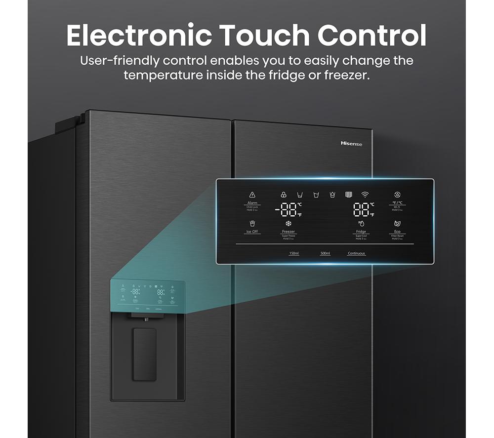 HISENSE PureFlat RF815N4SEFE Smart Fridge Freezer - Black Stainless Steel image number 10 of 17
