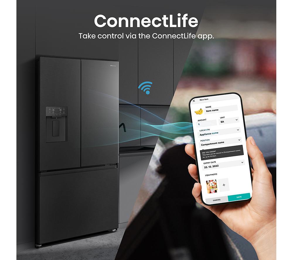 HISENSE PureFlat RF815N4SEFE Smart Fridge Freezer - Black Stainless Steel image number 11 of 17
