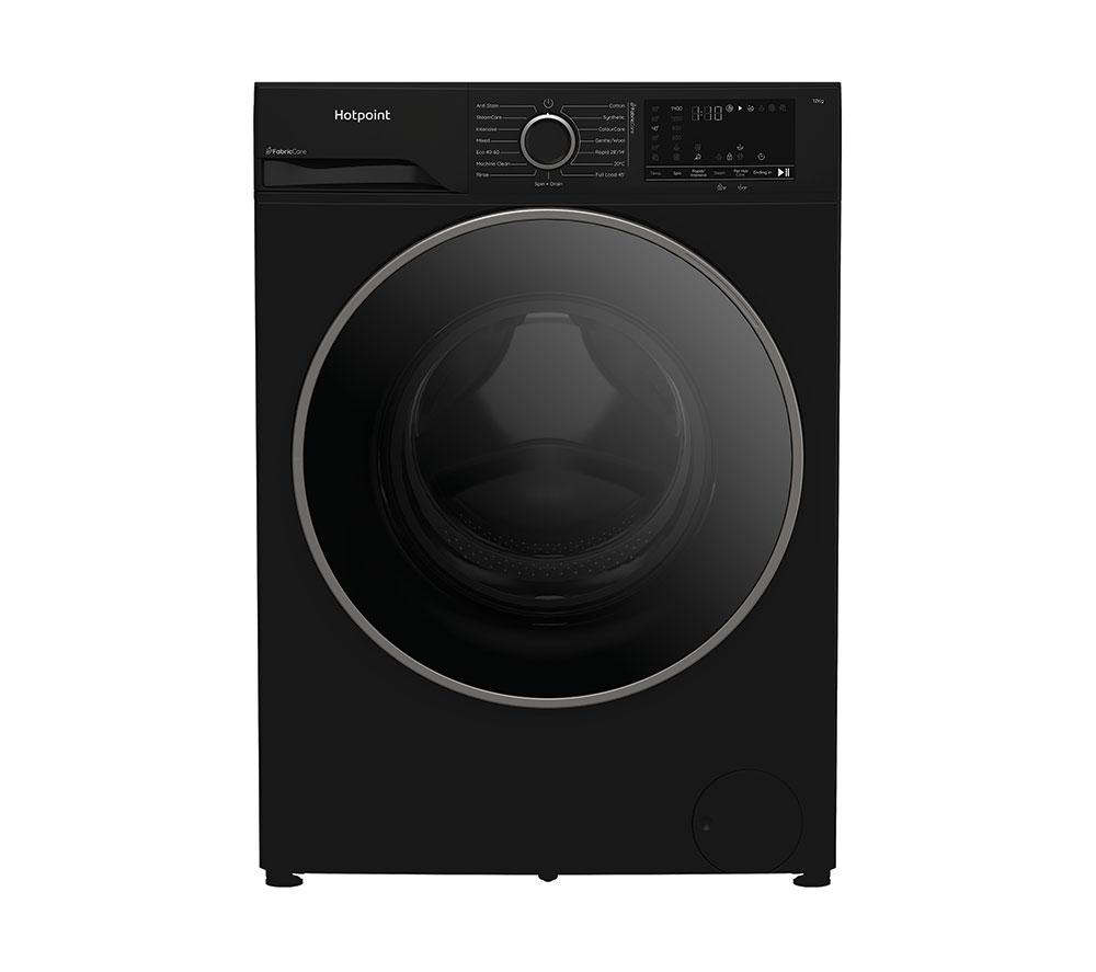 HOTPOINT FabricCare HBCA 123B CARE UK 12 kg 1400 Spin Washing Machine - Black, Black