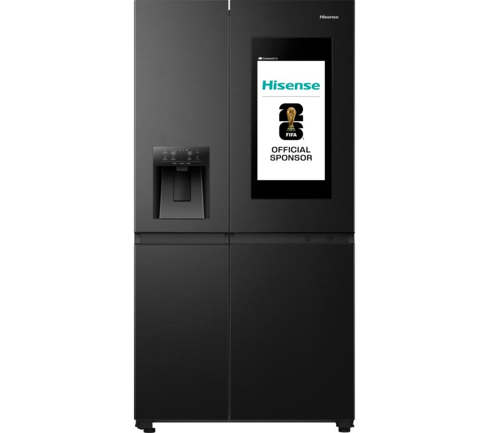 HISENSE PureFlat RS9P628GPFE American-Style Smart Screen Fridge Freezer – Black, Black