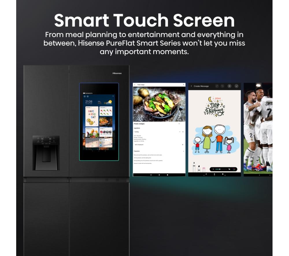 HISENSE PureFlat Smart Screen RS9P628GPFE American-Style Fridge Freezer - Black image number 5 of 17