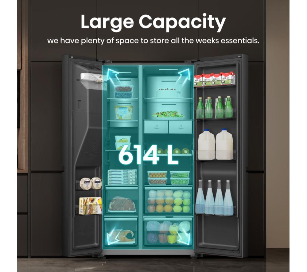 HISENSE PureFlat Smart Screen RS9P628GPFE American-Style Fridge Freezer - Black image number 8 of 17