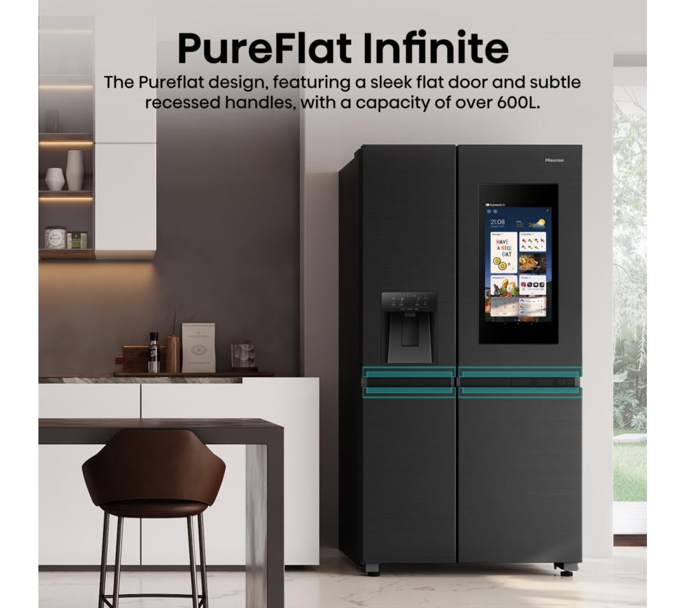 HISENSE PureFlat Smart Screen RS9P628GPFE American-Style Fridge Freezer - Black image number 10 of 17