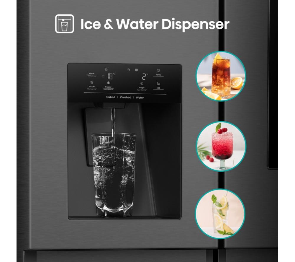 HISENSE PureFlat Smart Screen RS9P628GPFE American-Style Fridge Freezer - Black image number 14 of 17