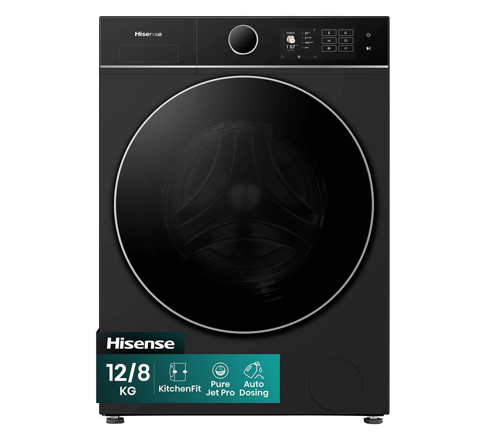 HISENSE KitchenFit 5i Series WD5I1245BBR WiFi-enabled 12 kg Washer Dryer – Black, Black