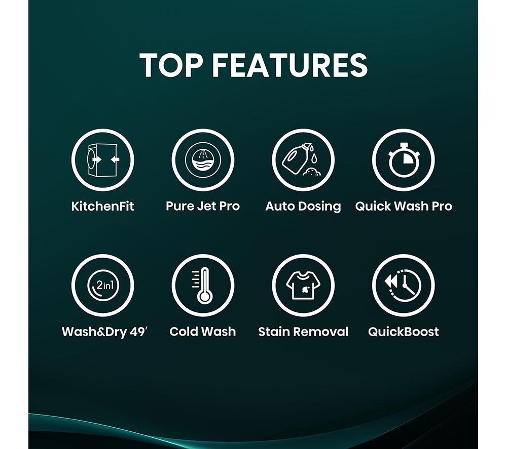 HISENSE KitchenFit 5i Series WD5I1245BBR WiFi-enabled 12 kg Washer Dryer - Black image number 2 of 26