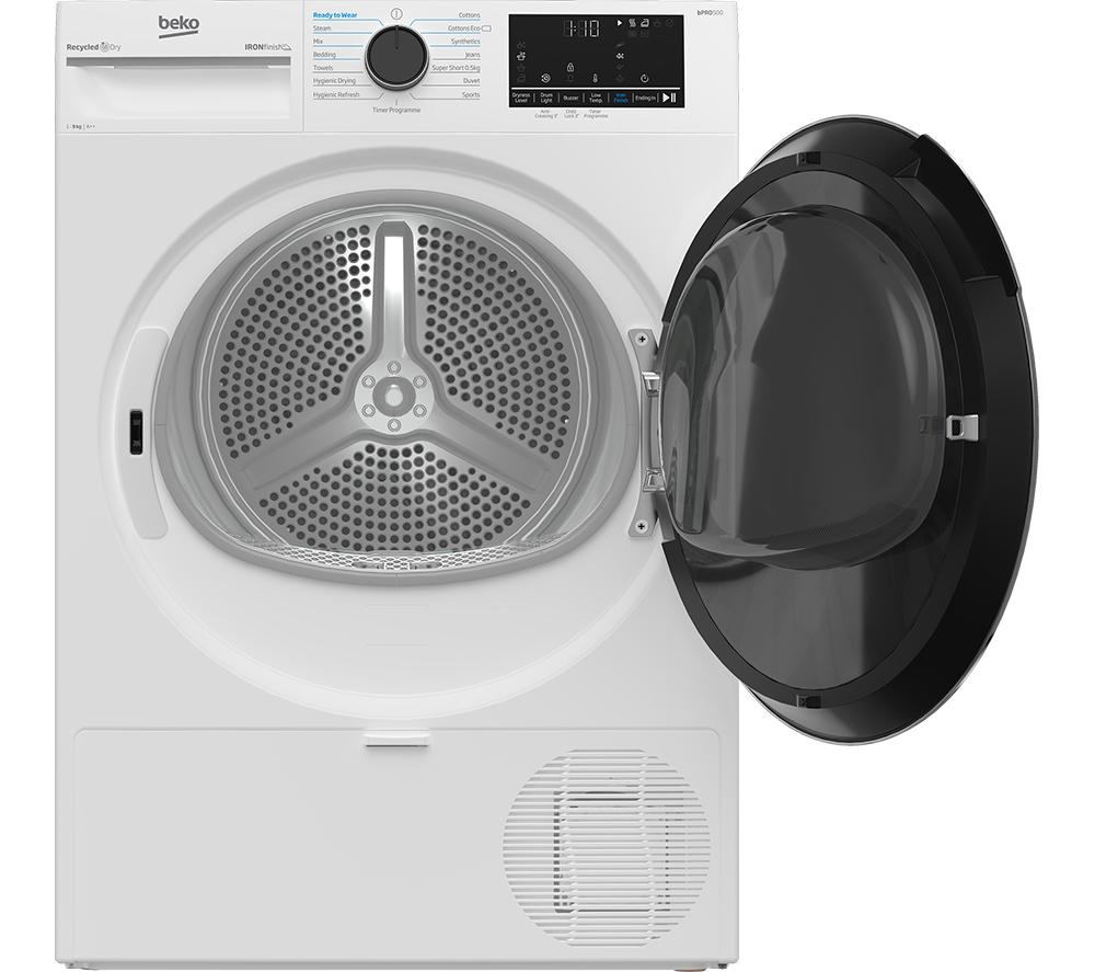 BEKO Pro Ironfinish B5T4923NIW 9 kg Heat Pump Tumble Dryer - White image number 3 of 8