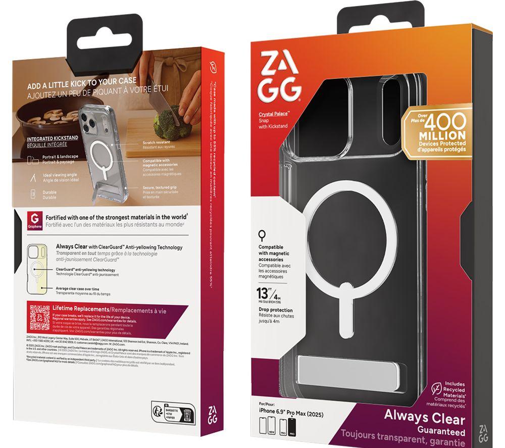 ZAGG Crystal Palace Snap Kickstand iPhone 17 Pro Max Case - Clear image number 2 of 2