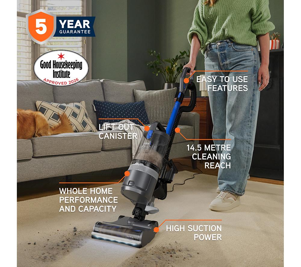 VAX LiftOut Reach Pet Upright Bagless Vacuum Cleaner - Graphite & Blue image number 2 of 23