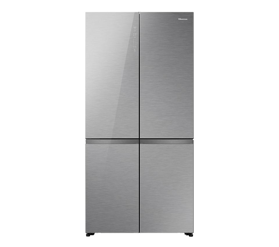 HISENSE KitchenFit RQ768N4GVE American-Style Fridge Freezer - Silver Glass