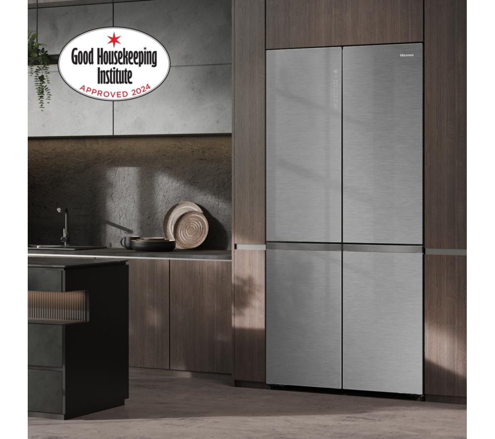 HISENSE KitchenFit RQ768N4GVE Smart Fridge Freezer - Silver Glass image number 2 of 20
