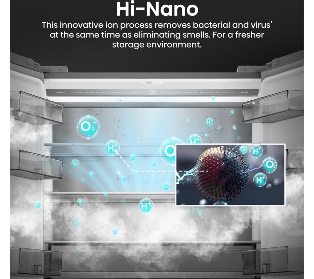 HISENSE KitchenFit RQ768N4GVE Smart Fridge Freezer - Silver Glass image number 6 of 20