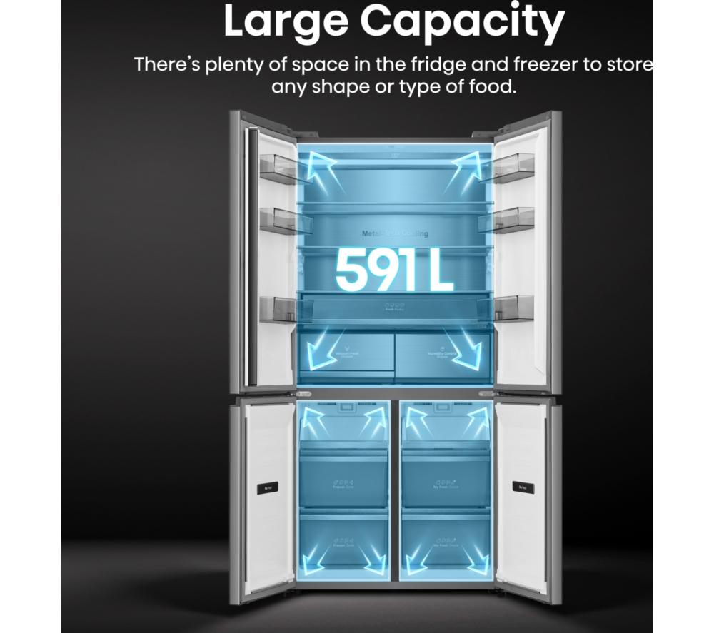 HISENSE KitchenFit RQ768N4GVE Smart Fridge Freezer - Silver Glass image number 9 of 20