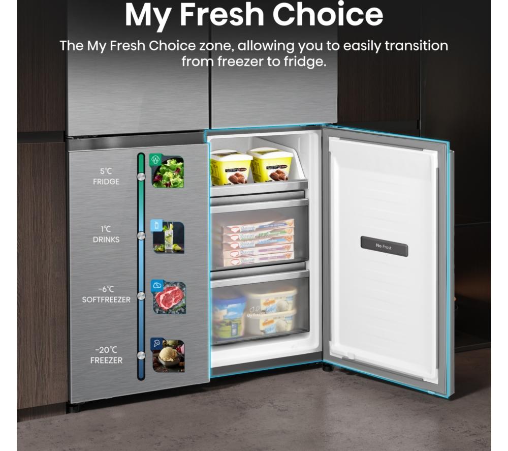 HISENSE KitchenFit RQ768N4GVE Smart Fridge Freezer - Silver Glass image number 14 of 20