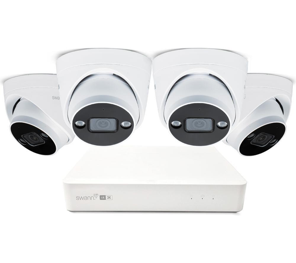 Swann Advancedx Swnvk-8Advx5mp4d 8-Channel 3K Nvr Security System - 1 Tb, 4 Dome Cameras, White