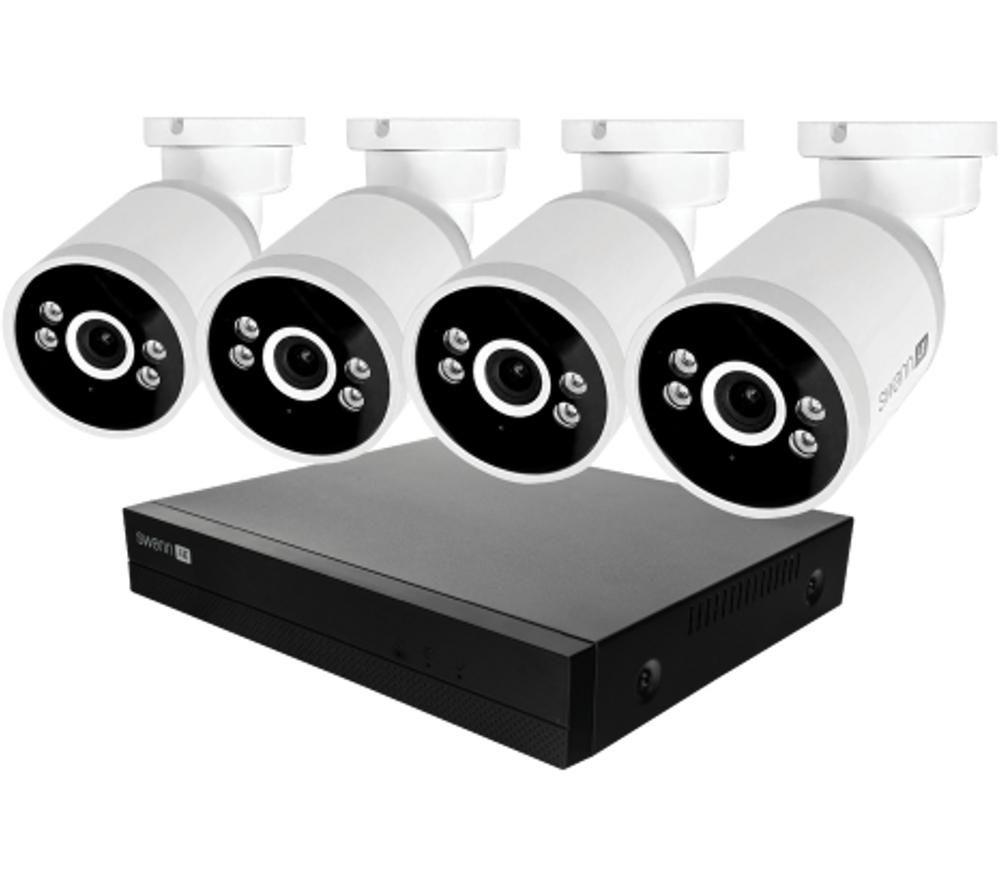 Swann Advancedx Swnvk-8Advanx4b 8-Channel 4K Ultra Hd Nvr Security System - 1Tb, 4 Bullet Cameras, White,Black