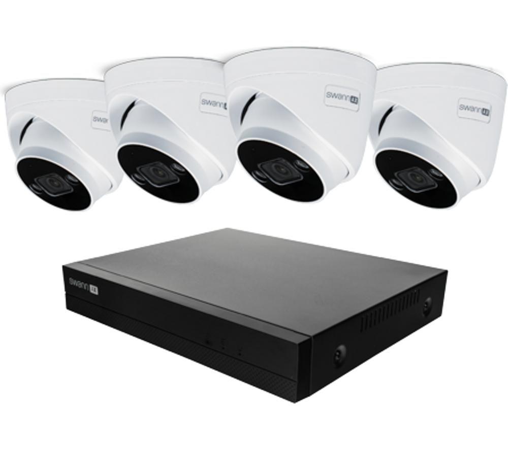 SWANN AdvancedX SWNVK-8ADVANX4D 8-channel 4K Ultra HD NVR Security System - 1TB, 4 Dome Cameras, White,Black