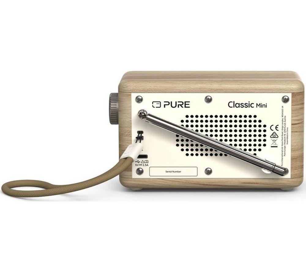 PURE Classic Mini Portable DAB+/FM Bluetooth Radio - Oak & Cotton White image number 5 of 8