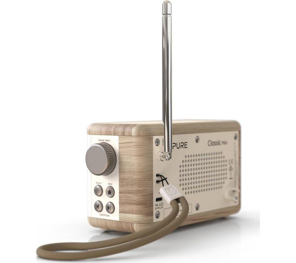 PURE Classic Mini Portable DAB+/FM Bluetooth Radio - Oak & Cotton White image number 6 of 8