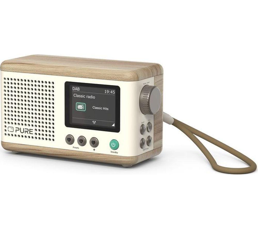 PURE Classic Mini Portable DAB+/FM Bluetooth Radio - Oak & Cotton White image number 7 of 8