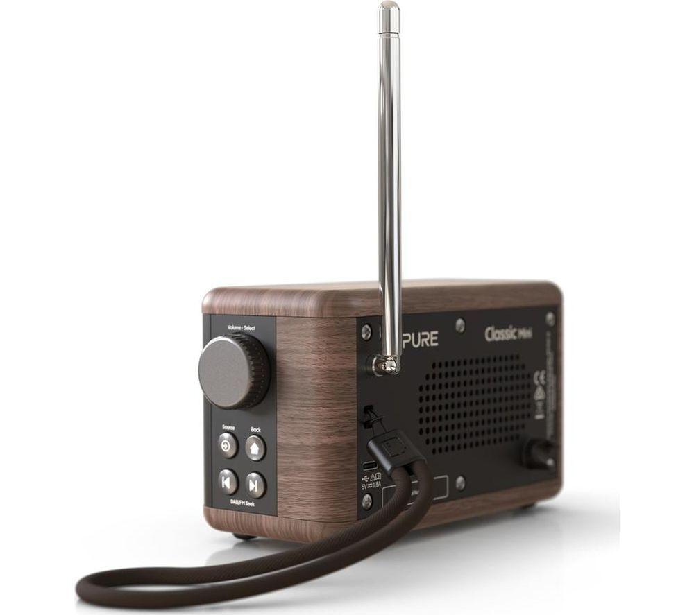 PURE Classic Mini Portable DAB+/FM Bluetooth Radio - Walnut & Coffee Black image number 5 of 6
