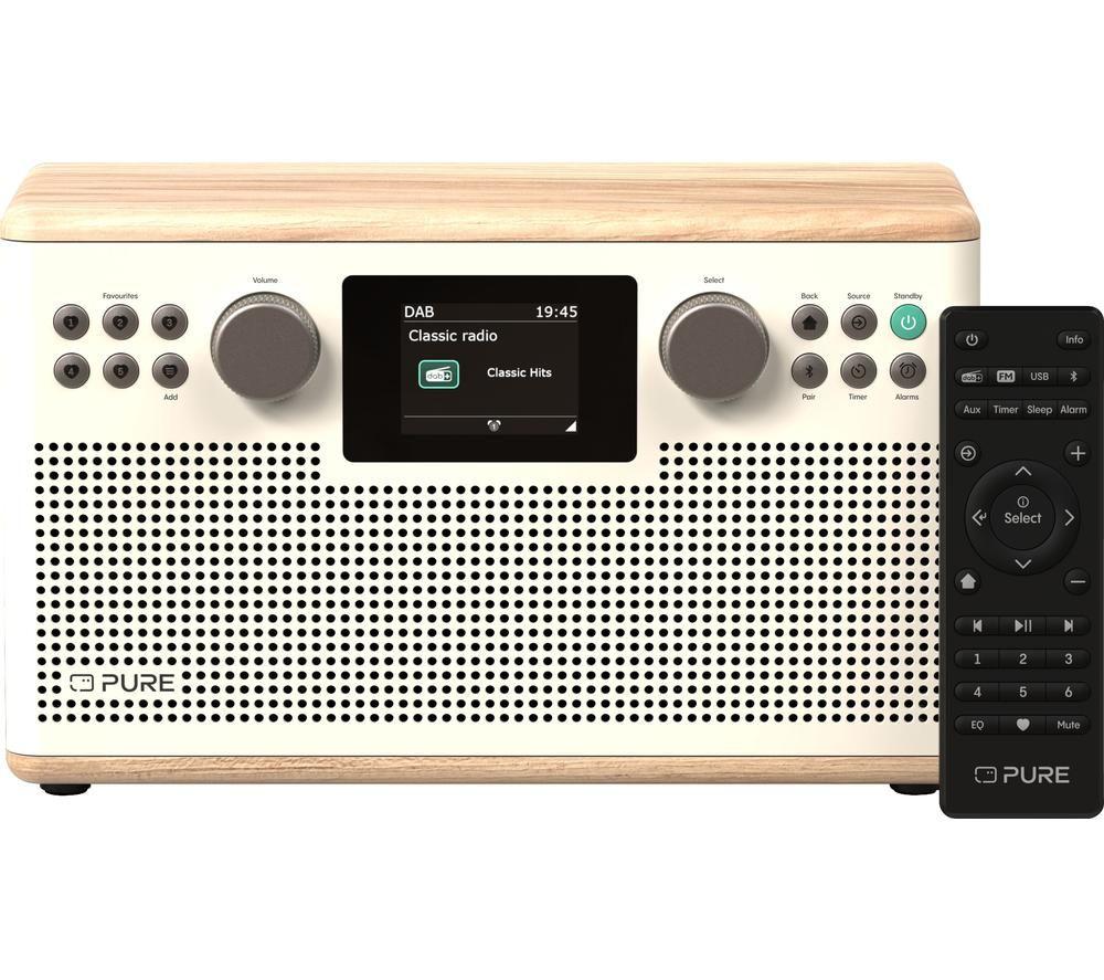 Pure Classic H6 Dabﱓ Bluetooth Radio - Cotton White & Oak, White,Brown