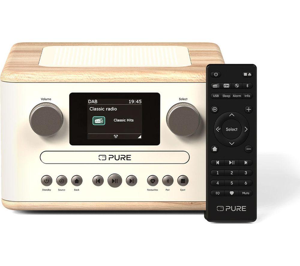 Pure Classic C-D4 Dabﱓ Bluetooth Radio - Cotton White & Oak, Brown,White