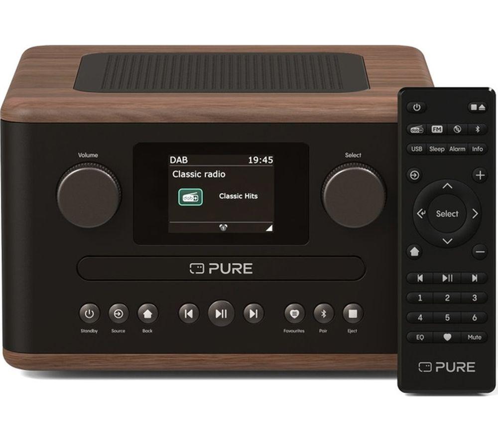 Pure Classic C-D4 Dabﱓ Bluetooth Radio - Coffee Brown & Walnut, Brown,Black