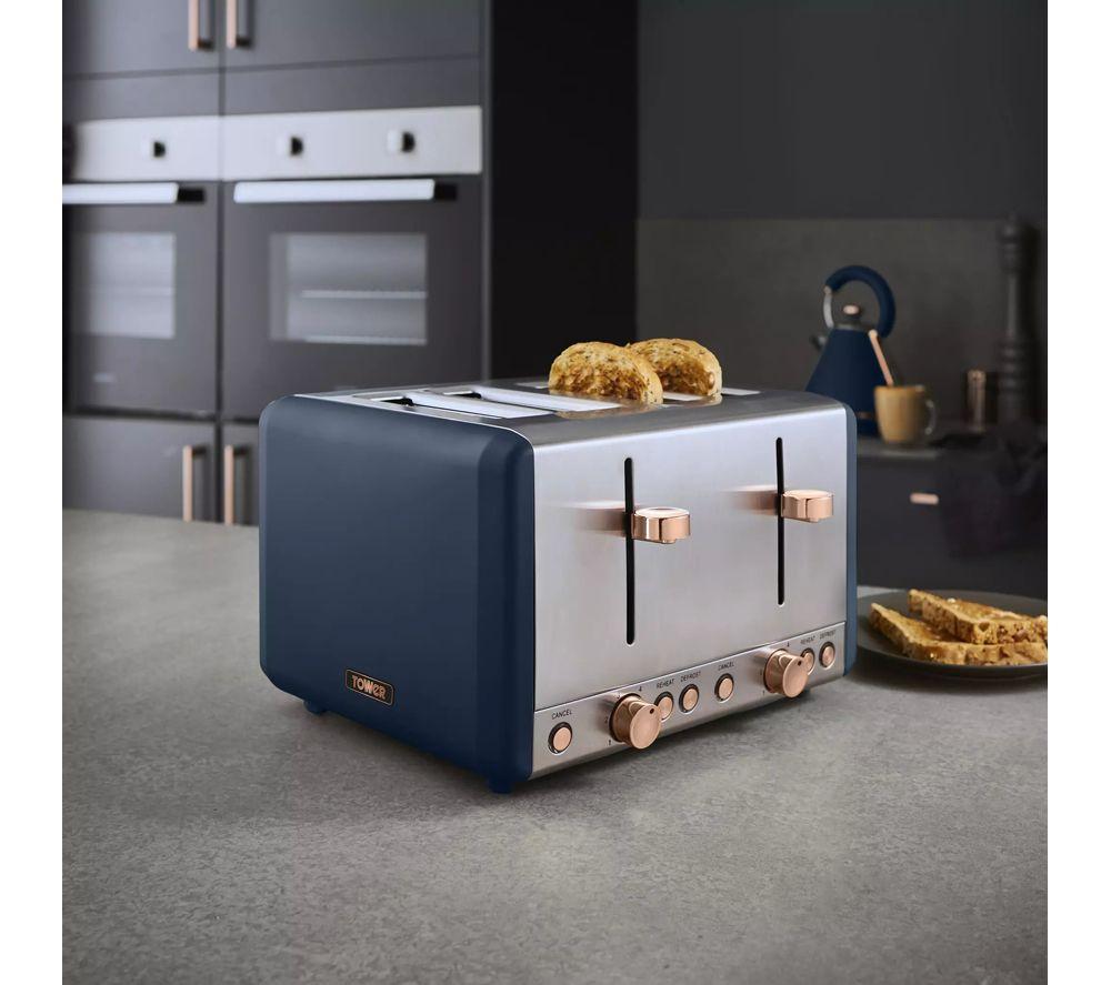 TOWER Cavaletto 4-Slice Toaster and Kettle Bundle - Midnight Blue image number 6 of 7
