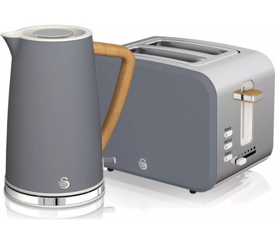 SWAN Nordic 2-Slice Toaster & Cordless Jug Kettle Bundle - Grey