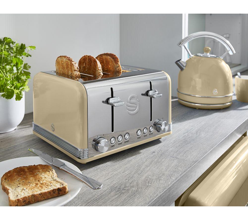 SWAN Retro 4-Slice Toaster & Jug Kettle Bundle - Cream image number 7 of 8