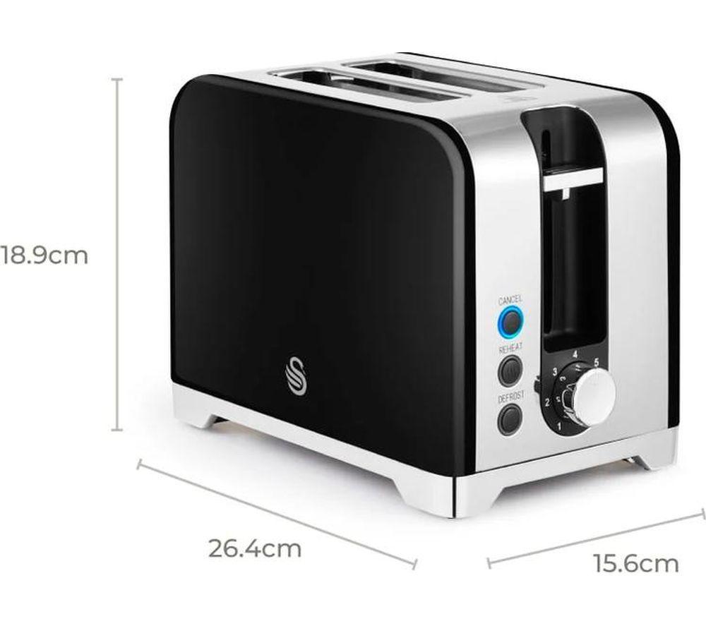SWAN Solace ST19031BLK 2-Slice Toaster - Black image number 2 of 7