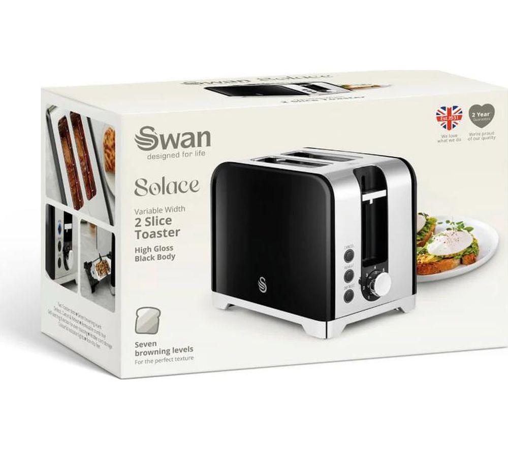 SWAN Solace ST19031BLK 2-Slice Toaster - Black image number 3 of 7