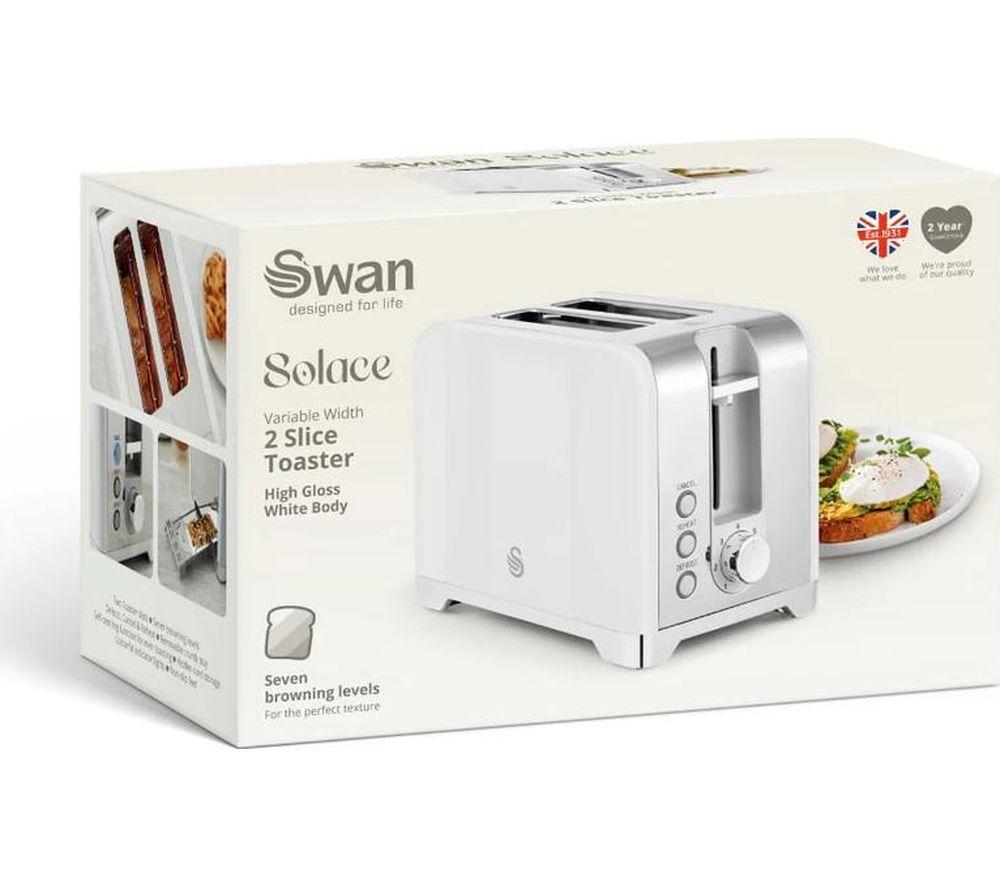 SWAN Solace ST19031WHT 2-Slice Toaster - White image number 3 of 8