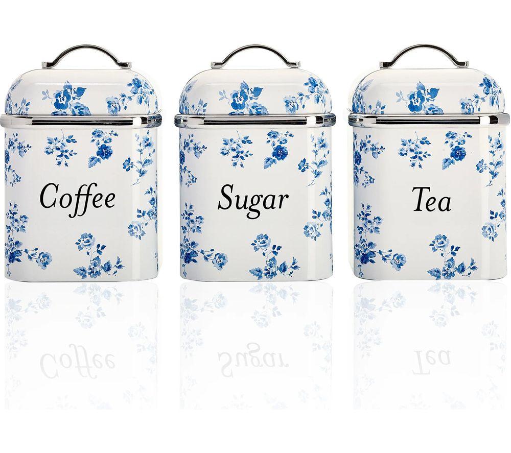 VQ Laura Ashley 3-Piece Canister Set - China Rose, Blue,Green,White