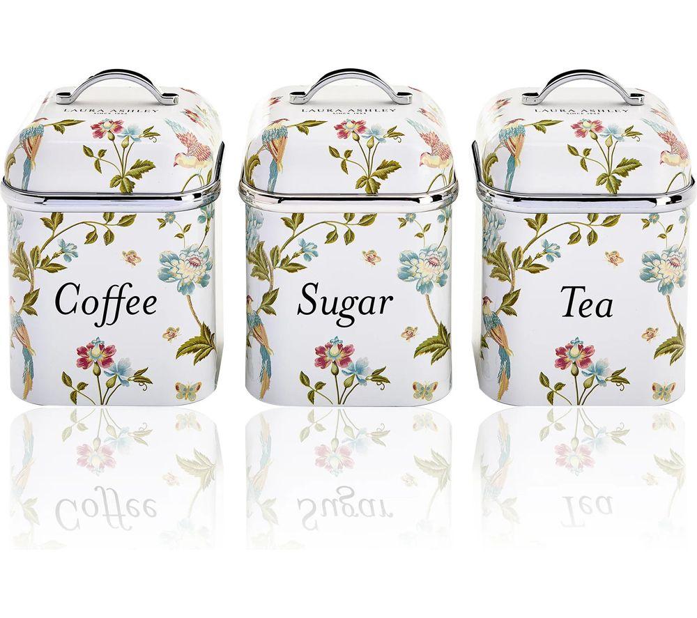 VQ Laura Ashley 3-Piece Canister Set - Elveden White, Blue,Green,White