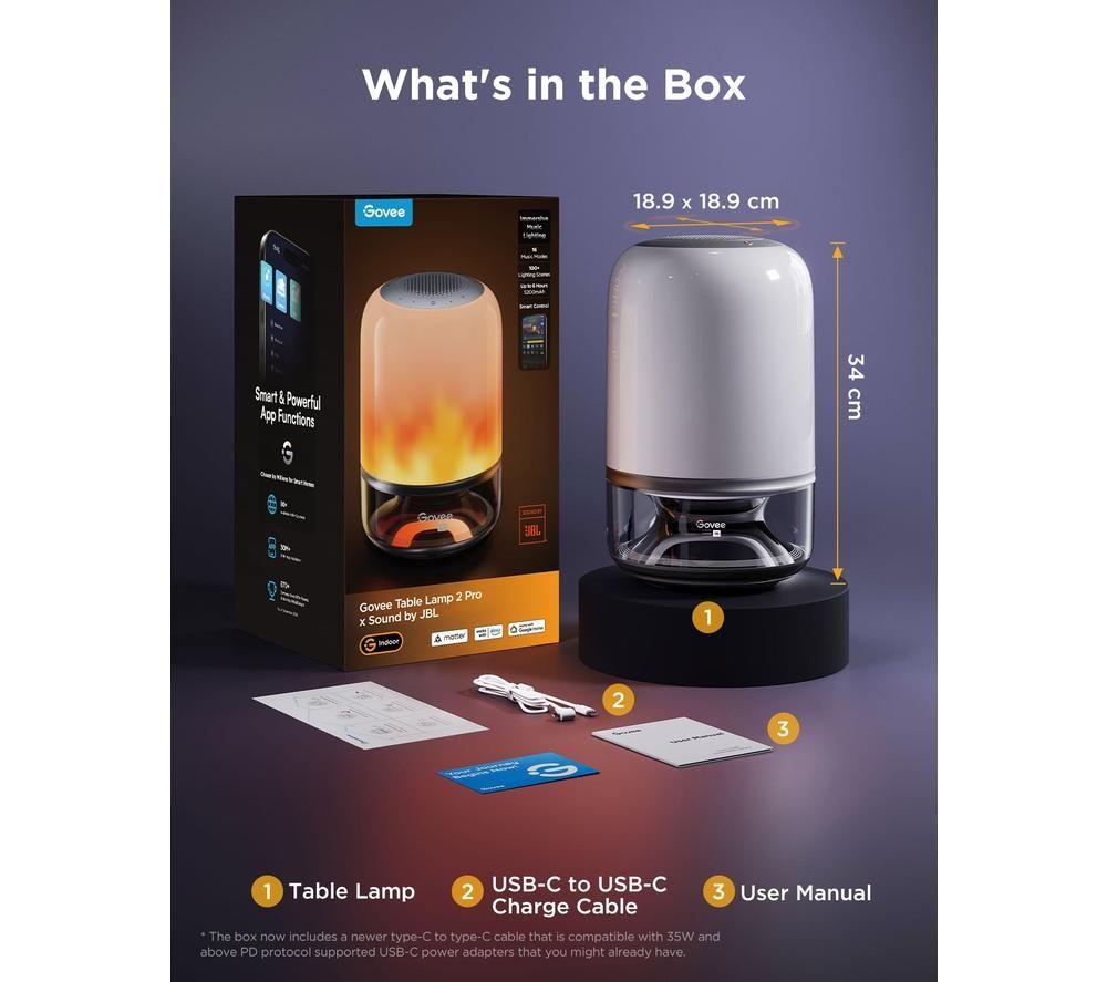 GOVEE Smart Table Lamp 2 Pro with Built-in JBL Bluetooth Speaker image number 8 of 8