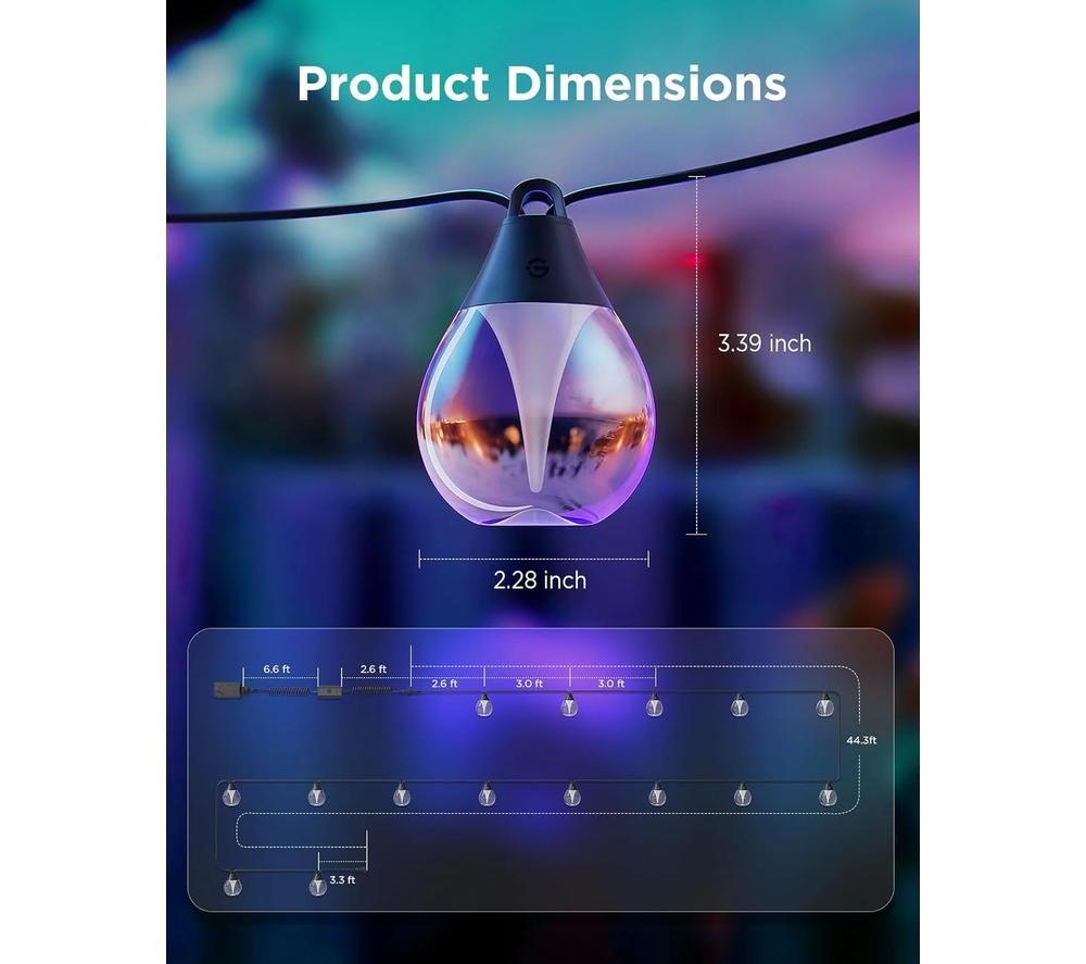 GOVEE RGBWIC Smart LED Outdoor String Lights - 15 m image number 3 of 8