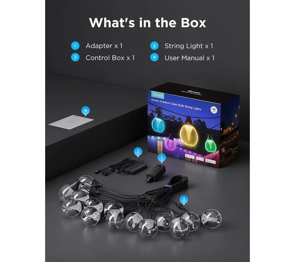 GOVEE RGBWIC Smart LED Outdoor String Lights - 15 m image number 8 of 8