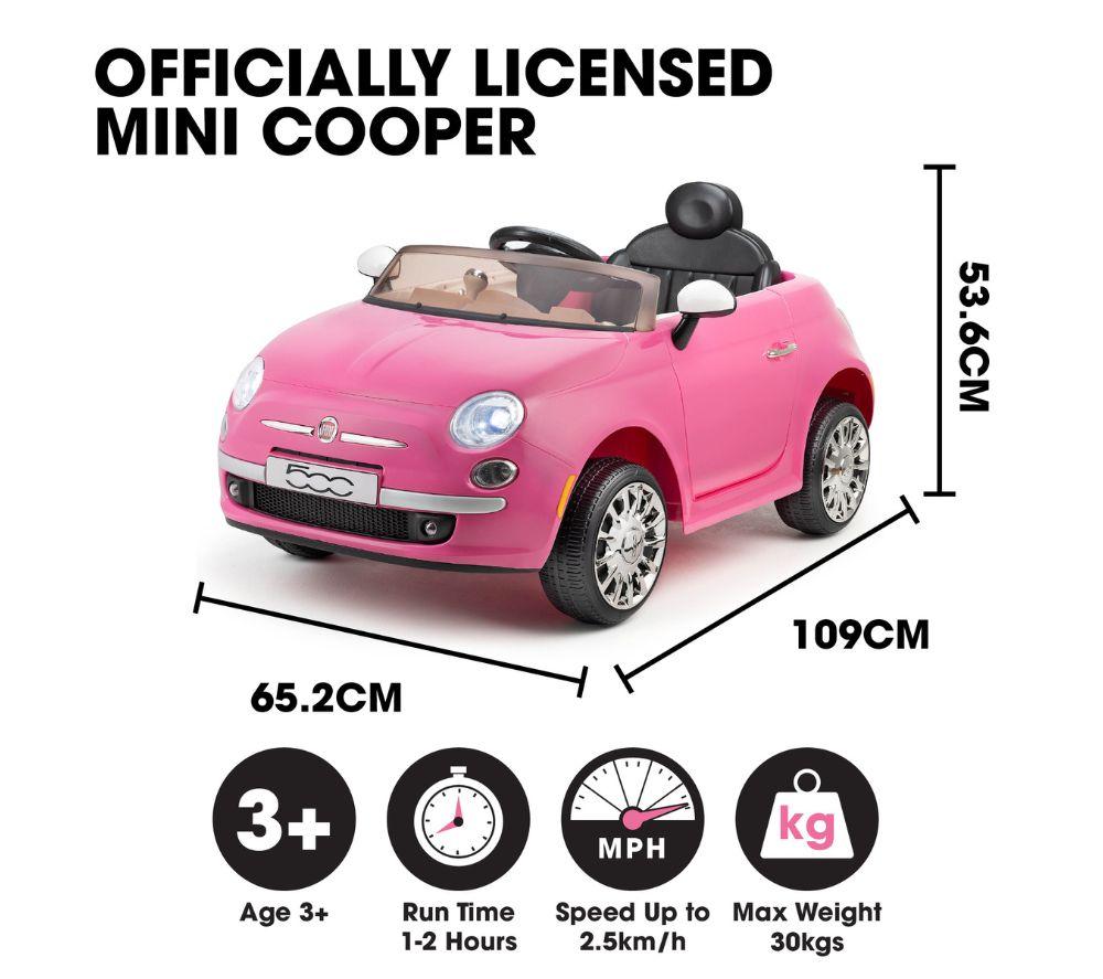 XOOTZ Fiat 500 Kids' Electric Ride-On Car - Pink image number 7 of 8