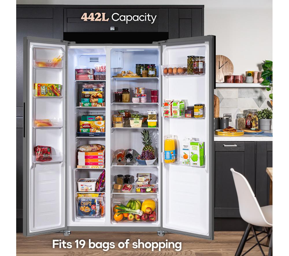 RUSSELL HOBBS RH90AFF201SS American-Style Fridge Freezer - Stainless Steel image number 3 of 12