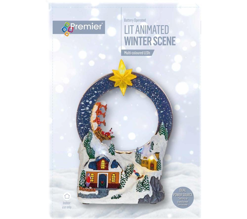 PREMIER Lit Village with Looping Santa Sleigh Christmas Decoration - 29 cm image number 3 of 3