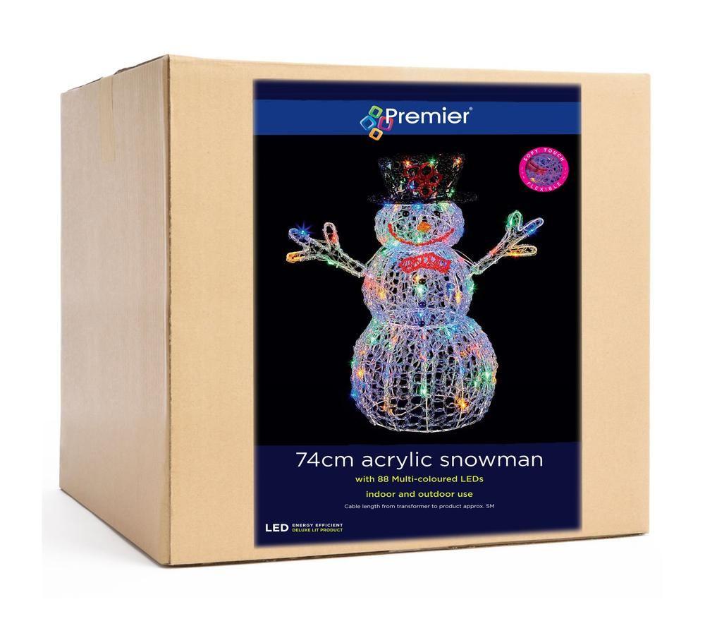 PREMIER Standing Snowman Figurine with Multicolour LEDs - 74 cm image number 3 of 3