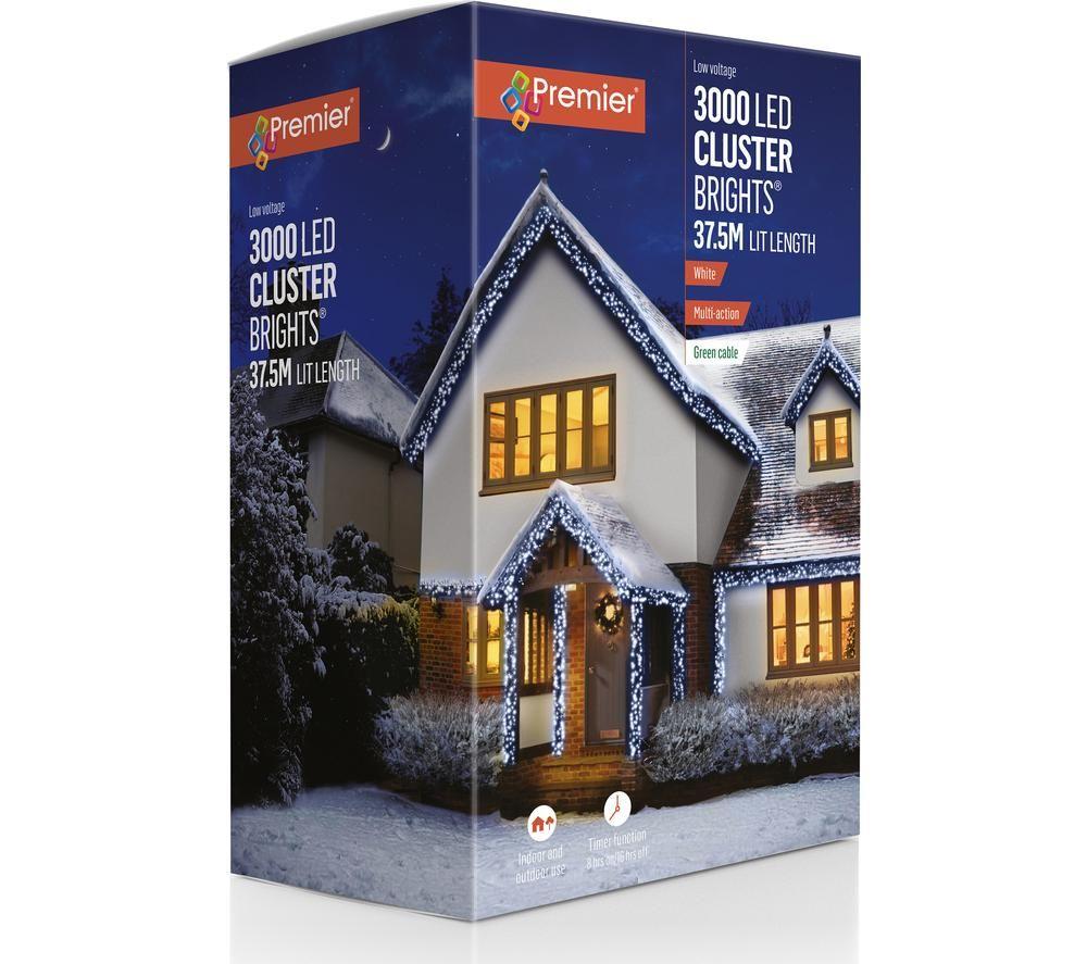 Premier Clusterbrights 3000 White Led String Lights - 37.5 M