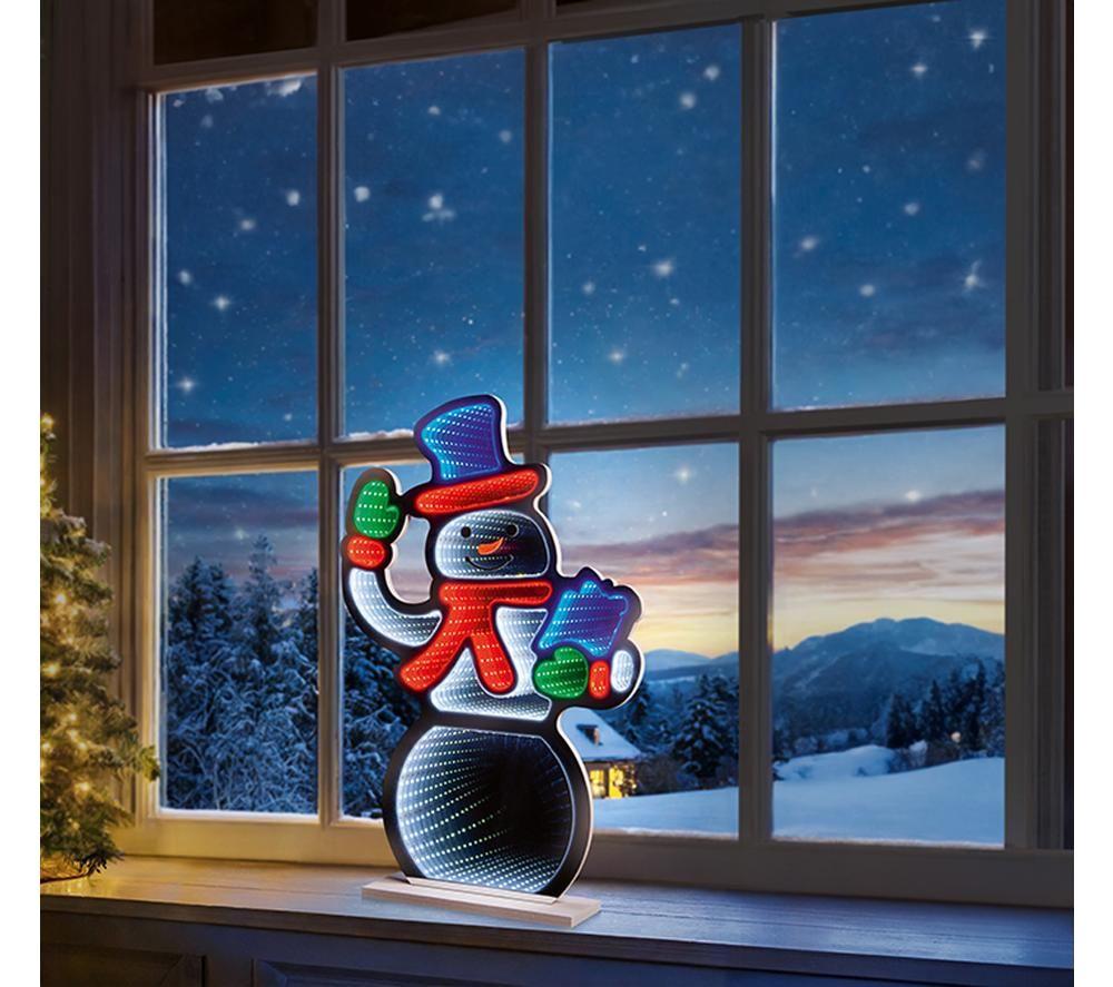 PREMIER Standing Waving Snowman Infinity Mirror with Multicolour LEDs - 60 cm image number 2 of 4